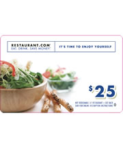 $25 Restaurant.com Gift Certificate